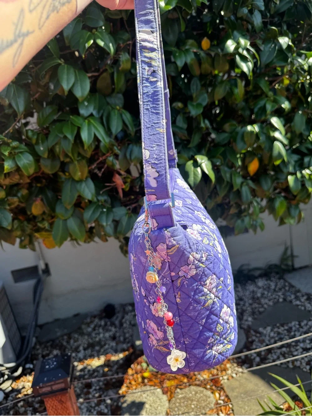 Vera Bradley Quilted Floral Shoulder Bag in Purple